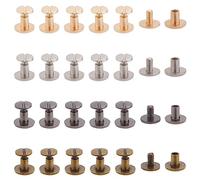 PH PandaHall 40 Set Borchie Piatte per Pelle in Lega Borchie a Rivetti per Tessuti, 4 Colori Rivetti Testa Piatta per Cuoio Cintura Fai Da Te Borsa Artigianato in Pelle Rilegatura di Libri