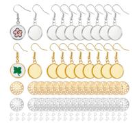 PH PandaHall 40 Set di Vassoi di Orecchini Vergini 2 colori Kit di Orecchini Ricamo 16mm Base Ciondolo Orecchino con Ganci per la Produzione di Gioielli