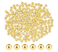 PH PandaHall 400 pz 4mm Perline D'Oro Lisce 18K Perline In Ottone Placcato Oro Perline Distanziatrici Rotonde di Lunga Durata Perline A Sfera Sciolte Senza Cuciture per Collana Estiva, Braccialetto