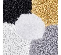PH PandaHall 4000pz Perline di Semi di Vetro 4mm Mini Perline Distanziatrici Trasparente Oro Nero Bianco per La Creazione di Gioielli Bracciale Collana Artigianato, Foro: 1.5mm
