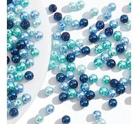PH PandaHall 400pz Serie Blu Perle in Vetro Perle Artificiali Rotonde, 6mm Perline Decorative per DIY Fabbricazione di Gioielli Collana Bracciale, Foro: 1 mm