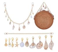 PH PandaHall 40cm Catena per Borsa con Conchiglie Marine per Donne Charm per Borsa da Spiaggia Oceano con 20pz Perle di Conchiglia per Borsetta Portafoglio Borse a Spalla, Ciondolo: 13~37mm