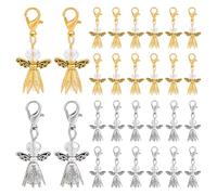 PH PandaHall 40pz Ciondoli Angelo con Perle 2 Colori Ciondolo Portachiavi Ciondoli Guardian con Chiusure a Moschettone per La Creazione di Gioielli Decorazione di Bracciale Fai Da Te