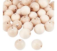 PH PandaHall 40pz Perline di Legno Naturale 35mm Perline Rotonde Legno, Palline Legno Sfera Perline Distanziatori Legno per Lavoretti di Natale Faccine Gioielli Fai da Te, Foro: 7mm