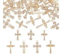 PH PandaHall 42pz Ciondoli a Croce Oro 7 Stili Ciondoli a Croce con Perle e Strass di Cristallo per Gioielli Artigianali Orecchini Collane Bracciali Pasqua, 26~32.5mm