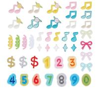 PH PandaHall 44pz Toppe Termoadesive con Note Musicali Toppe Ricamate in Tessuto di Poliestere Multicolore Toppa per Riparazione Abiti Cappelli Zaini Borse e Jeans