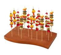 PH PandaHall 45 Fori Porta Spiedini in Legno per Cibo Supporto per Stuzzicadenti in Legno Foro 4mm Espositore per Lecca-lecca Tavola Display per Buffet per Frutta Verdura Carne, 30x19cm