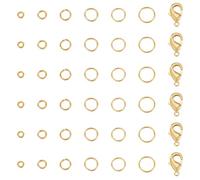 PH PandaHall 450pz Anelli Aperti Placcati in Oro 18K con 20 Chiusure Moschettone, Anelli A O Dorati Da 3/4/5/6/7/8mm per Collane di Gioielli Creazione di Artigianato