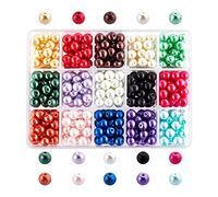 PH PandaHall 460PCS 15 Colori 8mm Perline di Vetro Perline Colorate Perline Rotondo per Fare Gioielli Fai Da Te, foro: 1mm, circa 30pz/colore, 460pcs/box