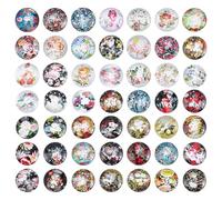 PH PandaHall 48 stili, cabochon ovali in vetro, motivo floreale, mosaico, cabochon con retro piatto, per la creazione di gioielli, orecchini, artigianato fai da te, decorazioni natalizie, 40 x 25 mm