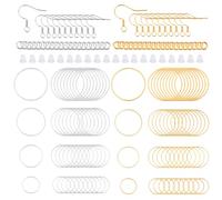 PH PandaHall 484pz Kit per Orecchini Fai Da Te 2 Colori Orecchini Perline Cerchio Set, Ganci per Orecchini Anelli Aperti Anelli di Collegamento Orecchini Cerchio Connettori per Orecchini Riparazione