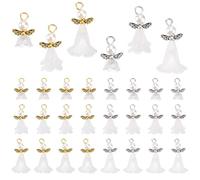 PH PandaHall 48pz 6 Stili Ciondolo Ali d'Angelo Ciondoli a Forma di Fata Angelo, 12~33mm Perline di Perle Bianche per Orecchini Collana Braccialetto, Oro/Platino