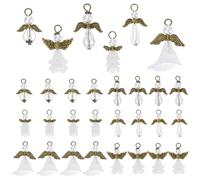 PH PandaHall 48pz Ciondoli a Forma di Ali d'Angelo 6 Stili Ciondolo a Forma di Angelo Bianco, Ciondoli Portafortuna Bomboniere Ricordi di Nozze Portachiavi per La Creazione di Gioielli, 2.3~3.4cm