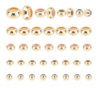 PH PandaHall 48pz Perline Scorrevoli in Oro 14K, 4 Taglie Perline Distanziatore in Ottone Inserto in Gomma Anello di Posizionamento per Braccialetti Europei Fai Da Te Collane Gioielli, 4/5/6/7mm