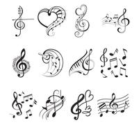 PH PandaHall 48pz Toppe Termoadesive a Forma di Nota Musicale 12 Stili Adesivi a Tema Musicale Nero Appliques per Appassionati di Musica per Abiti T-Shirt Personalizzate Fai Da Te Jeans Cuscini
