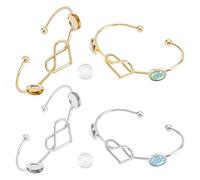 PH PandaHall 4Pcs 2 Colori Bracciale Bracciale Base Vuota con Cuore Doppi Vassoi Bracciale In Metallo Lunetta con 10 Pezzi 12mm Cabochon In Vetro Trasparente per Braccialetti Gioielli Fai Da Te