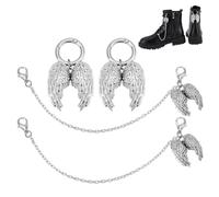 PH PandaHall 4pz Ciondoli per Scarpe Punk 2 Stili Catene Decorative Goth con Ciondoli per Lacci delle Scarpe per Stivali Scarpes Borse Fai Da Te, Platino
