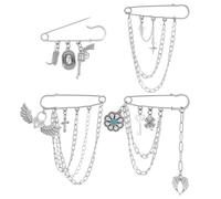 PH PandaHall 4pz Spilla con Pendente Ciondolo a Forma di Stivale da Cowboy, Spilla da Balia Decorativa in Lega con Catene Spille Western con Ciondoli per La Moda Punk, 4.7~9.5cm