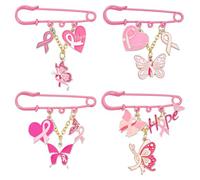 PH PandaHall 4pz Spille per la Consapevolezza sul Cancro al Seno Spille con Nastro Rosa a Forma di Farfalla e Cuore, 6cm Spilla a Nastro Smaltate per Donne Sopravvissute Feste Regali Ispirazionali