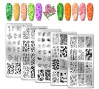 PH PandaHall 5 pz Modelli per Nail Art con Foglie Floreali, 96 Modelli Pianta Albero di Cocco Nail Stamping Stamping Nail Art per La Primavera Nail Design Stampa Manicure Salon