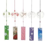 PH PandaHall 5 Stili Campanelli Eolici Giapponesi Campanelli Eolici Vetro con Etichetta 40~42cm Campane in Vetro con Motivo Floreale per Decorazione Casa Giardino Albero Terrazzo