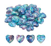 PH PandaHall 50 cabochon in vetro a forma di conchiglia, 12 mm, a forma di cuore, con retro piatto, stile oceano, conchiglia, cabochon, a cupola, per orecchini, collane, gioielli, fai da te