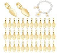 PH PandaHall 50 pezzi di Colla su Ciondoli, Ciondoli Piatti Dorati, Ciondoli A Foglia, Ciondoli A Forma di Foglia, Piccoli Ciondoli, Gancio per Connettore per Collana