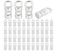 PH PandaHall 50 pz Terminali per Cordini In Ottone Perline A Cricchetto In Argento Terminali per Cordini Connettori per Gioielli Mini Estremità A Cricchetto con Anello per Bracciale Collana, 9x3.5mm