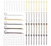 PH PandaHall 50 Set 5 Colori forcine per Capelli Inclusi 50 Pezzi di Fermagli per Capelli Vassoio Vuoto Bobby forcine per Capelli Base e 50 Pezzi di Vetro cabochon per cammeo mollette forcine