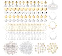 PH PandaHall 50 Set Ciondoli per Bicchieri da Vino Personalizzati Segnabicchieri da Vino, Anelli Identificativi per Bevande 1080pz Perline con Lettere per Feste Addio Al Nubilato Matrimoni