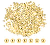 PH PandaHall 500 pz Perline D'Oro Da 3 mm Perline Placcate In Oro 18K Perline Distanziatrici Rotonde Lisce di Lunga Durata Sfere Sciolte Senza Cuciture Mini Perline per L'Estate Collana Impilabile