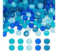 PH PandaHall 500pz 6mm Perlina Rotonda Smerigliata Piccola Perlina Blu Perline di Vetro Bracciale 5 colori Perline di Cristallo Smerigliato Trasparente per Collane Bracciale