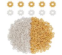 PH PandaHall 500pz Perline Distanziatrici con Fiori Tibetani, 2 colori 5mm Lega Margherita Perline Distanziatori Gioielli In Metallo per La Creazione di Gioielli Braccialetto Collana, Oro e Argento