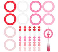 PH PandaHall 50pz 9mm Anelli in Silicone Perline Distanziali in Silicone 10pz 64mm Anello in Silicone per Portachiavi Auto Ciondolo Ganci Fai Da Te Natale