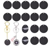 PH PandaHall 50pz Blocchi Acrilici, Sbozzi di Portachiavi Neri 30mm Ornamenti Blanks Ornamenti Natalizi a Disco Rotondo per Vinile Pittura Incisione Matrimonio Natale Cordini Regalo Wrap