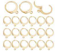 PH PandaHall 50pz Ganci per Orecchini a Leva Oro Monachelle per Orecchini in Acciaio Inossidabile 304, 14.5x12mm Anello Chiusura Orecchino per Creazione di Gioielli Fai Da Te