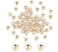 PH PandaHall 50pz Perline In Ottone Placcato Oro 14K, 8mm Perline Distanziatrici In Oro Perline Sciolte Resistenti all'appannamento Perline Lisce a Sfera per Fai Da Te Creazione di Braccialetti