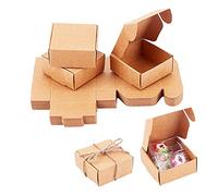 PH PandaHall 50pz Scatola Regalo in Carta Kraft Scatoline Carta Kraft Marrone, Scatoline Portaconfetti con Coperchio per Natalizi Matrimonio Thanksgiving Regali Wrapping, 5.5x5.5x2.5cm