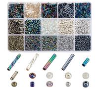 PH PandaHall 5177 pz Perline Nere 15 Stili Perline di Vetro Bugle Piccole Mini Perline Perline Intrecciate Perline per Vita Amicizia Perline Artigianali per Realizzazione di Braccialetti