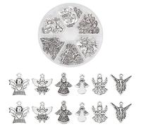 PH PandaHall 51pz Ciondolo a Forma di Angelo 6 Stile Ciondoli Angelo Custode Stili Tibetano Pendanti in Lega per Matrimoni Bomboniere Creazione di Collana Bracciale Gioielli, Argento Antico