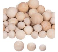 PH PandaHall 53pz Sfera di Legno Naturale Perline di Legno Senza Foro, 20mm 25mm 30mm Palline Rotonde Sfere per Decorazione di Natale a Mano Casa Decorazione Lavoretti Fai Da Te