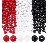 PH PandaHall 560pz Perline Acriliche 12mm Perline Rotonde Lisce, Perline Artigianali Perline Grosse Perline di Plastica per La Creazione di Gioielli Fai Da Te Artigianato, Bianco/Nero/Rosso