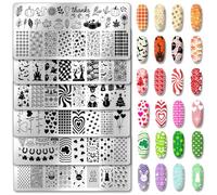 PH PandaHall 6 Piastra per Unghie Festival Modelli per Nail Art per Halloween Ringraziamento Natale Stencil per Unghie Pasquale La Festa Della Mamma con Immagini In Acciaio Inossidabile per Donne