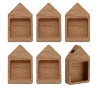 PH PandaHall 6 pz Vassoio per Ciondolo In Legno Impostazioni Vuote Ciondolo Base Lunetta A forma di Casa Cameo Foto Charms Vuote per Gioielli Artigianato Collana Portachiavi Cordino, 40x25mm