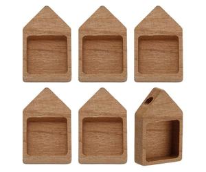 PH PandaHall 6 pz Vassoio per Ciondolo In Legno Impostazioni Vuote Ciondolo Base Lunetta A forma di Casa Cameo Foto Charms Vuote per Gioielli Artigianato Collana Portachiavi Cordino, 40x25mm