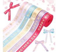 PH PandaHall 6 Rotoli Nastro per La Festa Della Mamma Nastro per La Mamma 5/8" Nastro In Grosgrain di Poliestere Nastro Decorativo con Parole Stampate In Oro per La Decorazione Delle Feste, 30cantieri