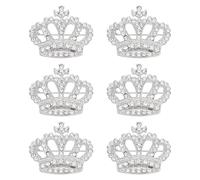 PH PandaHall 6 spille con strass a forma di corona in cristallo e strass, in lega, stile regina, spille con colletto a risvolto, per compleanni, matrimoni, feste, Natale, abiti per costumi, platino