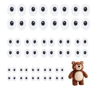 PH PandaHall 60 paia di occhi in feltro per uncinetto, colore bianco nero da cucire su occhi di animali di peluche, 25/38/50 mm, ovali, per fai da te, amigurumi, peluche, burattini, lavori