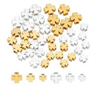 PH PandaHall 60 pz 3 misure Perline In Ottone A Forma di Trifoglio Perlina Distanziatrici Perlina Dorate e Argentate per Gioielli Perle Sciolte A Quadrifoglio per Primavera Estate Orecchino Bracciale