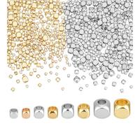 PH PandaHall 600pz 4 misure Perline Cubiche Placcate Oro 18K Perline Distanziatrici Quadrate Perlina Senza Angoli In Platino Perlina Sciolte In Ottone per Bracciale Orecchini Fai Da Te, 2/2.5/3/4mm